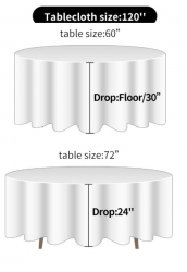 12020inch20round20chart206020in20table 1706200967 Tablecloth for Round Table (White) 120"